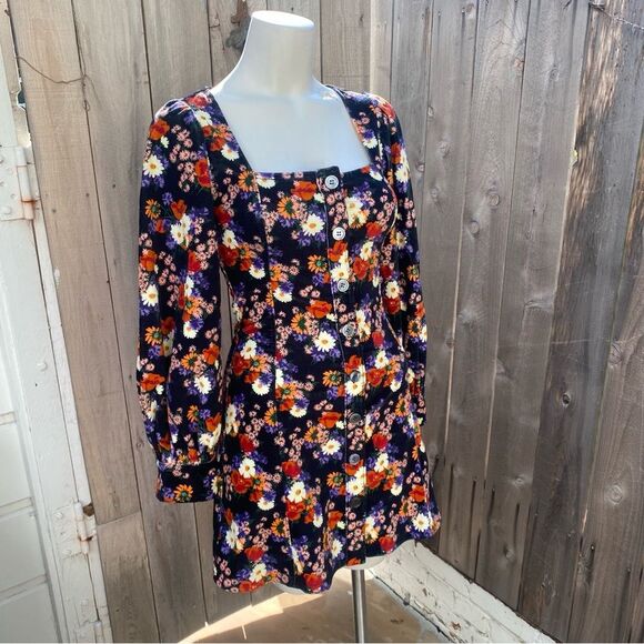 STAUD Chandler Velvet Dress Black Floral XS - Picture 7 of 15